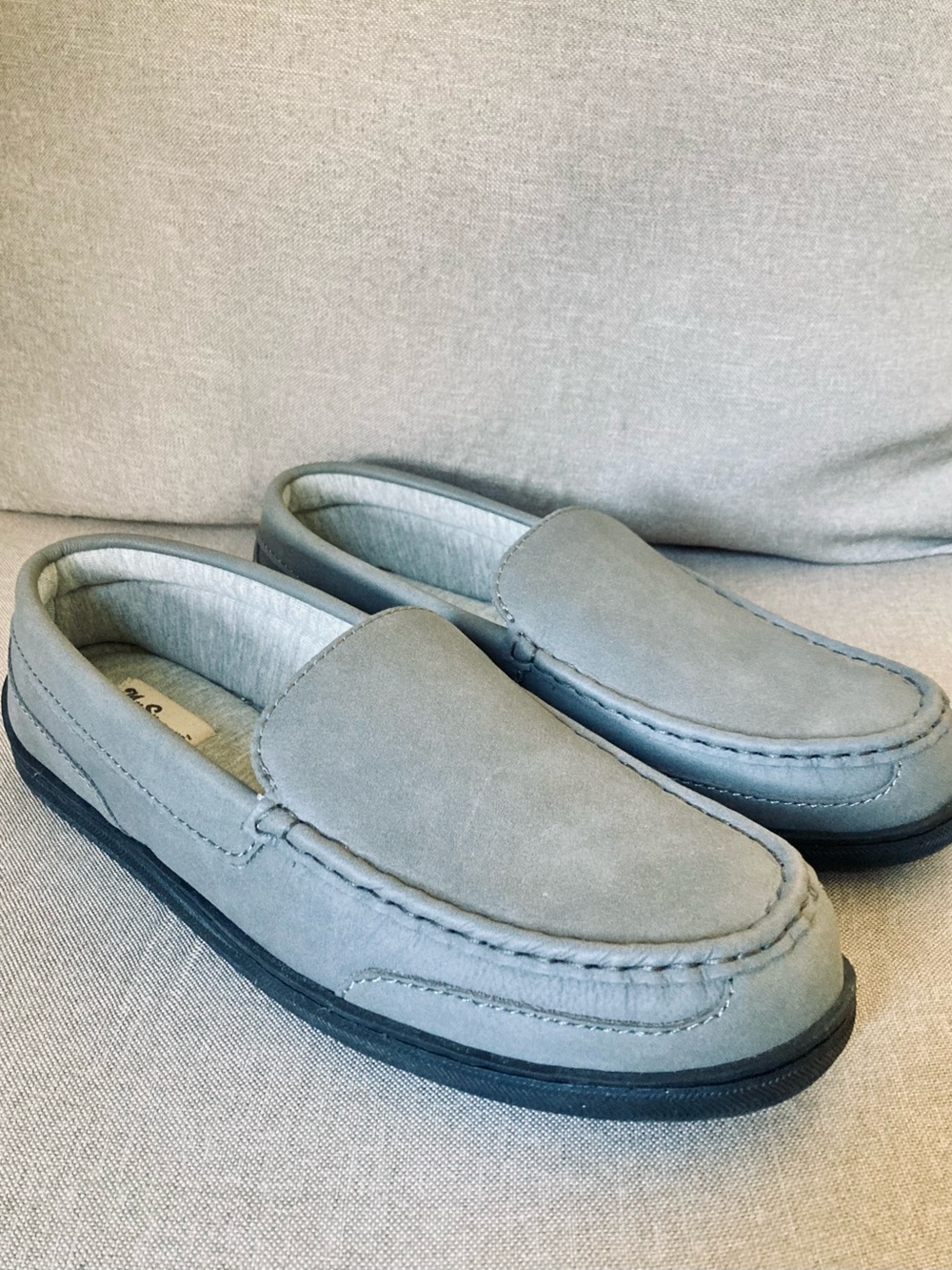 💙NEW MySlippers Gray Leather Moccasin Loafers Men’s 11